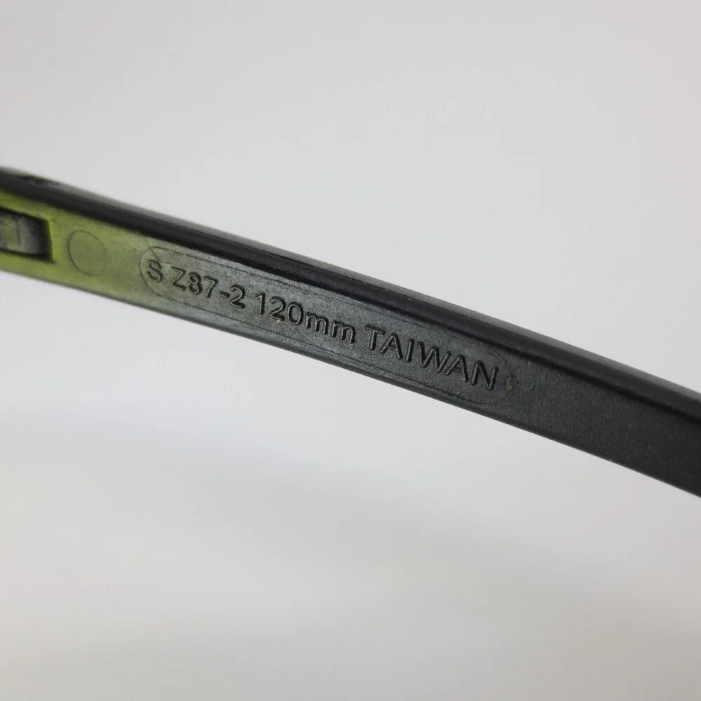 Z87-2 Safety Glasses Yellow Lens Wrap Around Black Frame 120mm Taiwan 31588